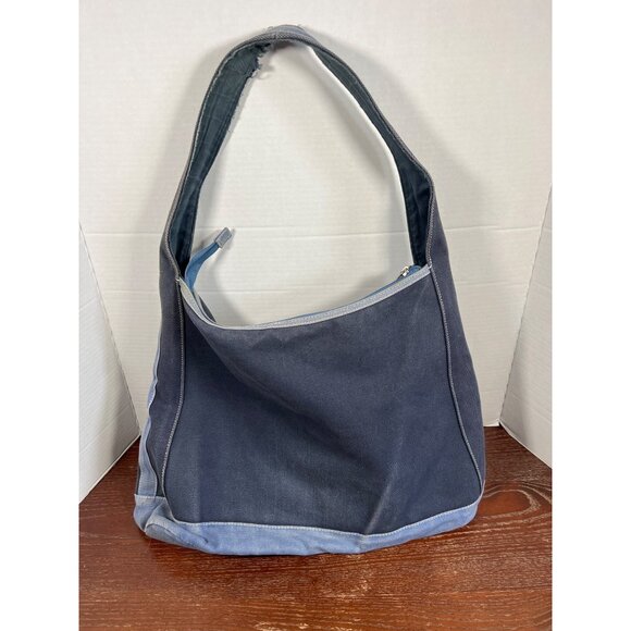 Lands End Canvas Tote Bag With Blue Stripes 13" x 18" A4 - Picture 3 of 6